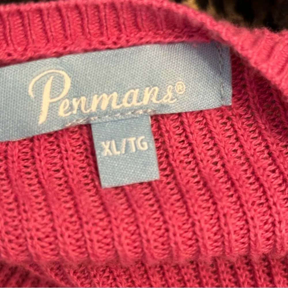 🛍️3/$30 Penmans women’s pink tight knit v-neck dolman  sleeved sweater size XL‎ - Picture 6 of 8